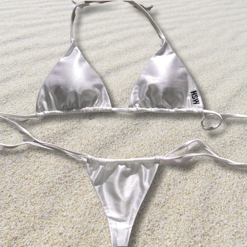 White Shimmer Summer Bikini Bottoms